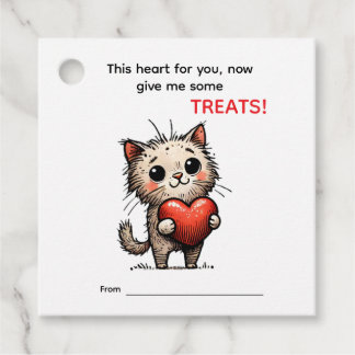 Etiquetas Para Recuerdos Tarjeta de San Valentín de gato lindo