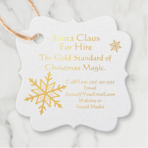Etiquetas Para Recuerdos Tarjeta de visita de Santa Claus Imprimir oro