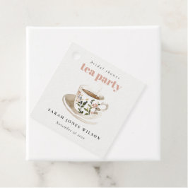 Etiquetas Para Recuerdos Taza de té floral elegante, fiesta de té de desped