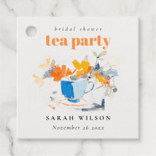 Etiquetas Para Recuerdos Taza de té floral moderna para fiesta de desposori