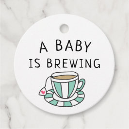 Etiquetas Para Recuerdos Té Doodled Tea Cup Corazón Rosa Se Está Preparando