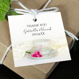 Etiquetas Para Recuerdos Té floral con Boda rosa
