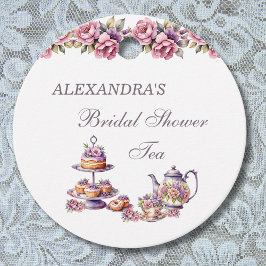 Etiquetas Para Recuerdos Té Floral Lila Rosa Agradecimiento para Despedida 