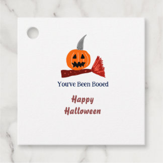 Etiquetas Para Recuerdos Te han abucheado feliz Halloween escoba de calabaz