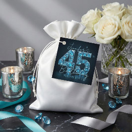 Etiquetas Para Recuerdos Teal Blue Diamonds Glam 45th Birthday Party