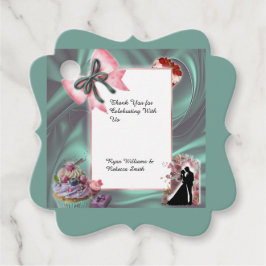 Etiquetas Para Recuerdos Teal & Blush Wedding Favor Tag