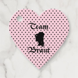 Etiquetas Para Recuerdos Team Braut Text mit Punkte rosa