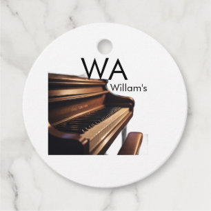Etiquetas Para Recuerdos Teclas de mesa de piano de madera marrón nombre mo