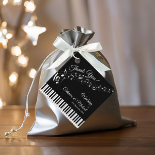 Etiquetas Para Recuerdos Teclas de Piano Notas Musicales Boda Negras y Blan