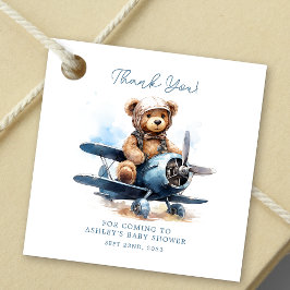 Etiquetas Para Recuerdos Teddy Bear Airplane Watercolor Boy Baby Shower