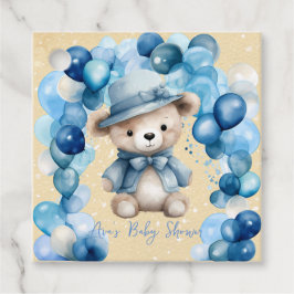 Etiquetas Para Recuerdos Teddy Bear Blue Arch Balloons Boy Baby Shower