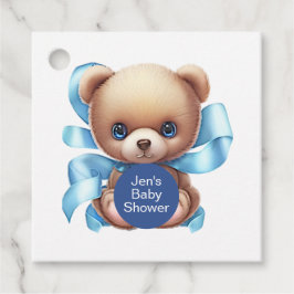 Etiquetas Para Recuerdos Teddy Bear Blue Baby Shower