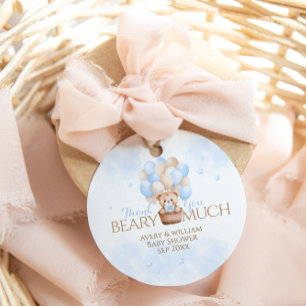 Etiquetas Para Recuerdos Teddy Bear Blue Balloon Boy Baby Shower
