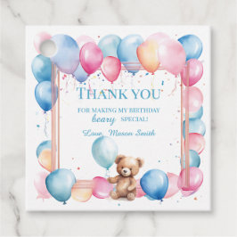 Etiquetas Para Recuerdos Teddy Bear Colorous Balloon Beary First Birday