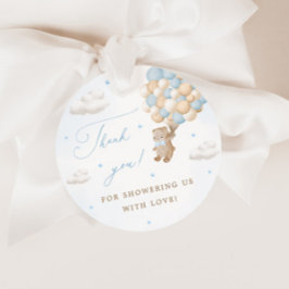 Etiquetas Para Recuerdos Teddy Bear con globos azules Gracias