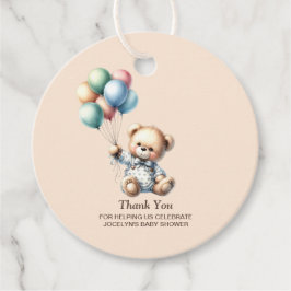 Etiquetas Para Recuerdos Teddy Bear con globos Baby Shower Gracias
