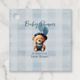 Etiquetas Para Recuerdos Teddy Bear Jean Baby Shower Blue