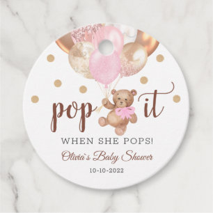 Etiquetas Para Recuerdos Teddy Bear Pop It Baby Shower Favor Gift Tags
