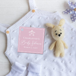 Etiquetas Para Recuerdos Teléfono móvil de juguete Baby Shower blanco rosad
