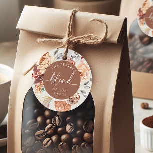 Etiquetas Para Recuerdos Tema de café floral "La mezcla perfecta" Boda