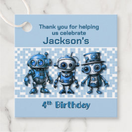 Etiquetas Para Recuerdos Tema de Steampunk Robot Cuarto cumpleaños Gracias