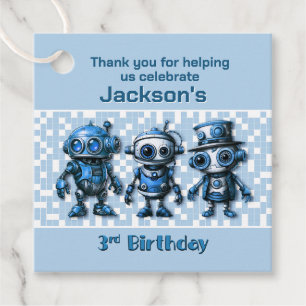 Etiquetas Para Recuerdos Tema de Steampunk Robot Tercer cumpleaños Gracias
