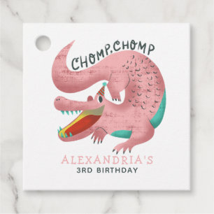 Etiquetas Para Recuerdos Tema del cocodrilo Fiesta de cumpleaños Rosa