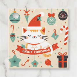 Etiquetas Para Recuerdos Temporada de Navidades Cute Cat Enjoy