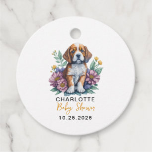 Etiquetas Para Recuerdos Terracota de perro de pipa moderna Baby Shower