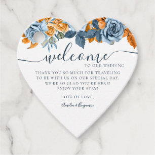 Etiquetas Para Recuerdos Terracotta Azul Óxido Elegante Bienvenida Boda