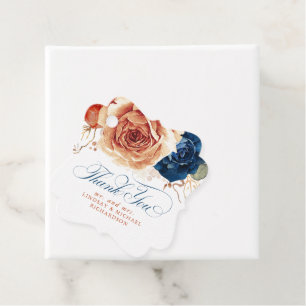 Etiquetas Para Recuerdos Terracotta Floral Azul Marino Boho Agradecimiento