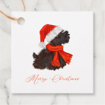 Terrier escocés con Santa Hat y Scarf