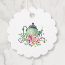 Etiquetas Para Recuerdos Tetera acuarela y Fiesta de té de flores