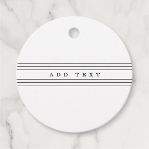 Etiquetas Para Recuerdos Texto Personalizado y franjas modernas Blanco y