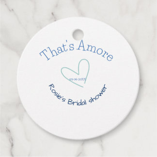 ETIQUETAS PARA RECUERDOS THATS AMORE BRIDAL SHOWER BLUE HEART NAME DATE SIM