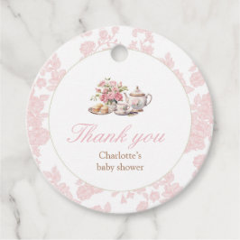 Etiquetas Para Recuerdos Time for Tea Round Favor Tag Pink Toile