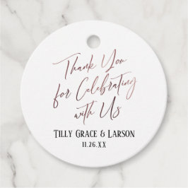 Etiquetas Para Recuerdos Tipo de oro Rosa Gracias por celebrar con nosotros