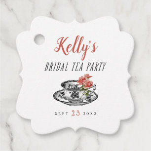 Etiquetas Para Recuerdos Tipografía de época Bridal Shower Tea Party Favor