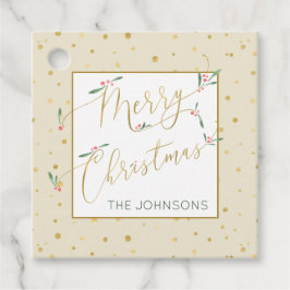 Etiquetas Para Recuerdos Típografía de marfil y oro festivo Feliz Navidad