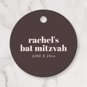 Etiquetas Para Recuerdos Tipografía Moderna Brown Bat Mitzvah Personalizada