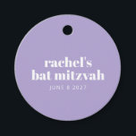 Etiquetas Para Recuerdos Tipografía moderna Purple Bat Mitzvah Personalizad<br><div class="desc">Etiquetas favoritas modernas púrpura de lavanda de tipografía audaz personalizada</div>