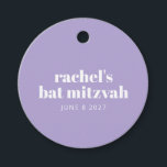 Etiquetas Para Recuerdos Tipografía moderna Purple Bat Mitzvah Personalizad<br><div class="desc">Etiquetas favoritas modernas púrpura de lavanda de tipografía audaz personalizada</div>