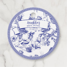 Etiquetas Para Recuerdos Toile Azul y Blanco