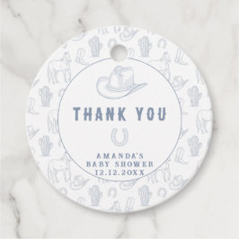 Etiquetas Para Recuerdos Toile de Jouy Blue Cowboy Western GRACIAS