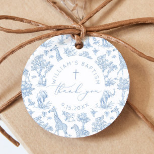 Etiquetas Para Recuerdos Toile de Jouy Safari Boy Baptism Gracias