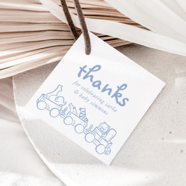 Etiquetas Para Recuerdos Toile De Jouy Whimsical Blue Baby Shower (Subido por el creador)