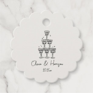 Etiquetas Para Recuerdos Torre de champán con nombre personalizado para bod