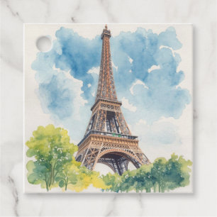 Etiquetas Para Recuerdos Torre Eiffel Acuarela París Francia Pintado