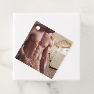 Etiquetas Para Recuerdos Torso masculino musculoso sin camiseta de Slippery