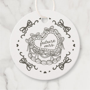 Etiquetas Para Recuerdos Torta Coquette Corazón Retro de Tono Beige Bridal 